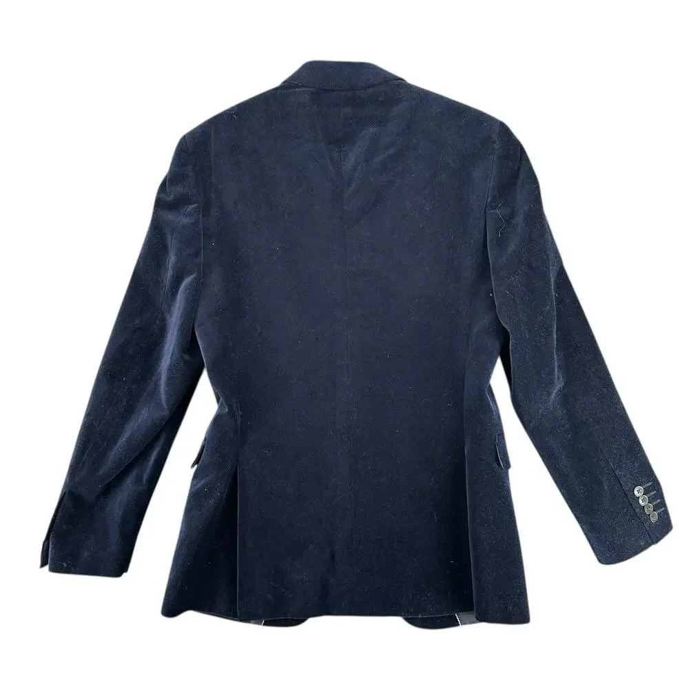 J. Ferrar Navy Blue Velvet Slim Fit Sport Coat Jacket 38R Cotton Formal Business